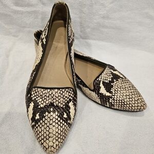 Mercanti Fiorentini Beige and Black Snakeskin Loafers